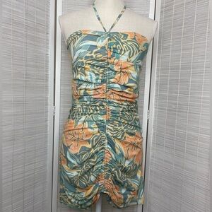 Jen's Pirate Booty Ruched Tropical Dress Multi Size XS